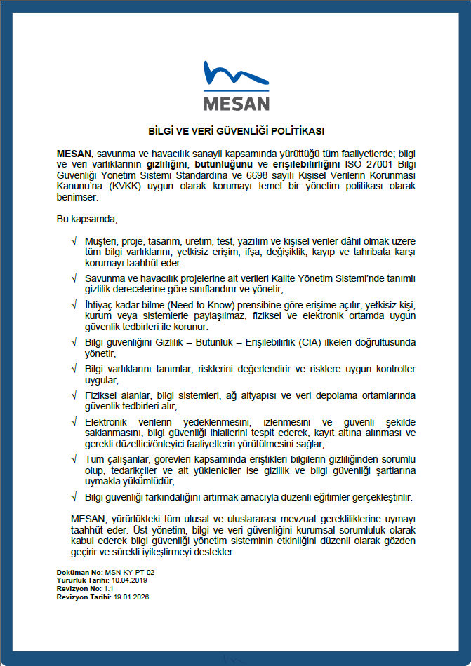 BİLGİ VE VERİ GÜVENLİĞİ POLİTİKASI